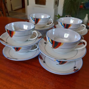 Set of 8 Art Deco Victoria China Czechoslovakia porcelain tea or coffee cup
