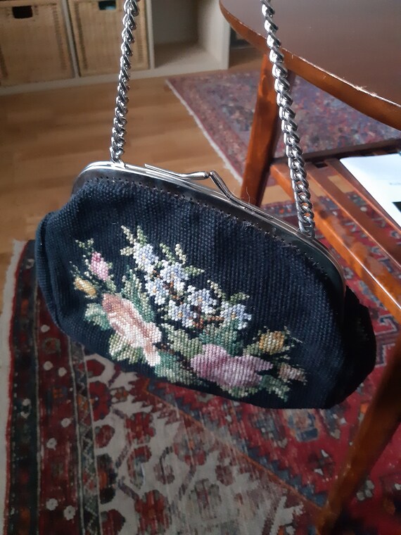 Petit Point Handbags Antique Tapestry Purses Embroidered Bags