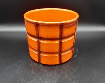 Vintage large mid century modern orange pot planter