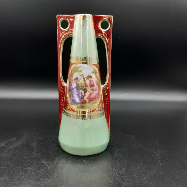 Vintage France Limoges Fragonard Putti Scene Porcelain Vase