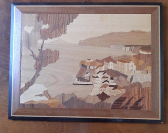 ヴィンテージ インタルシア - 象嵌細工の木製絵画。イタリア
