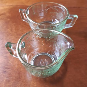 Antique press glass Sugar bowl and creamer Swedish Trelleborg