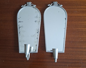 Pair of 1931 Pewter Wall Candle Mirrors Svenskt Tenn Swedish Grace Art Deco