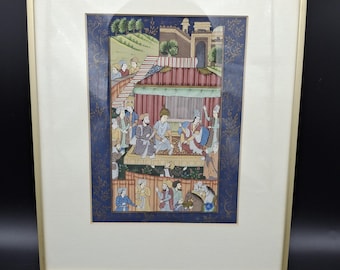 Vintage Indian Mughal silk painting