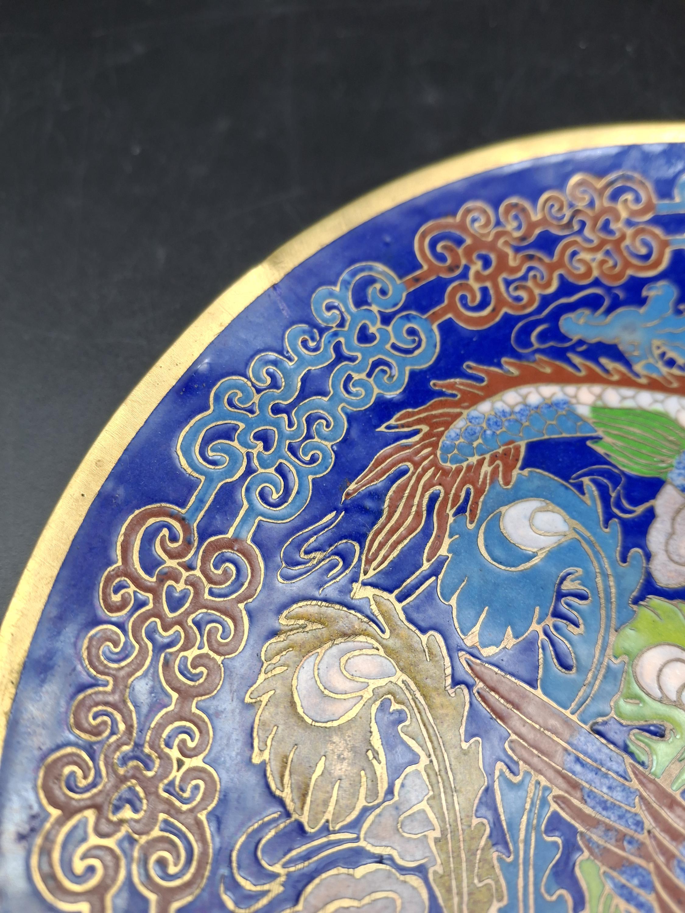 龍と鳳凰が描かれた中国の七宝焼き皿 - Etsy 日本