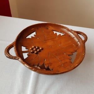 German Carved Black Forest Music Box Fruit plate