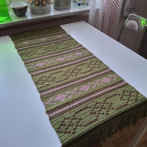 Toalha de mesa vintage sueca de malha