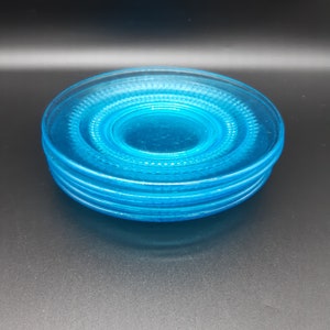 4 Swedish blue glass cake plates