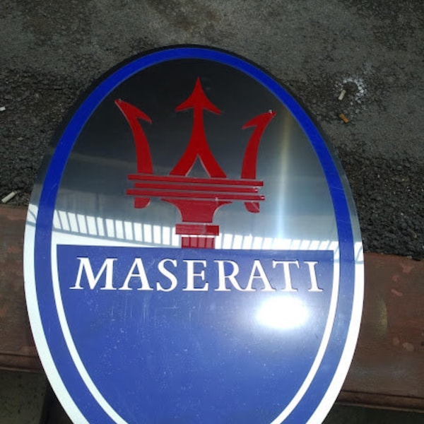 Maserati Logo Metal Sign, Mesarati Garage Sign, Maserati Garage Decor, Maserati Garage, Gift For Men, Gift For Car Lovers