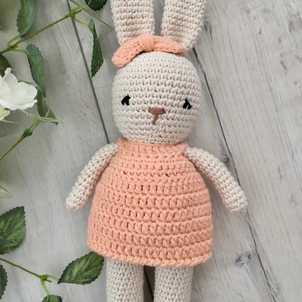 Crochet Personalised Bunny toy Baby shower gift Nursery decor Handmade First baby toy Crochet Rabbit Amigurumi toy Baby girl gift