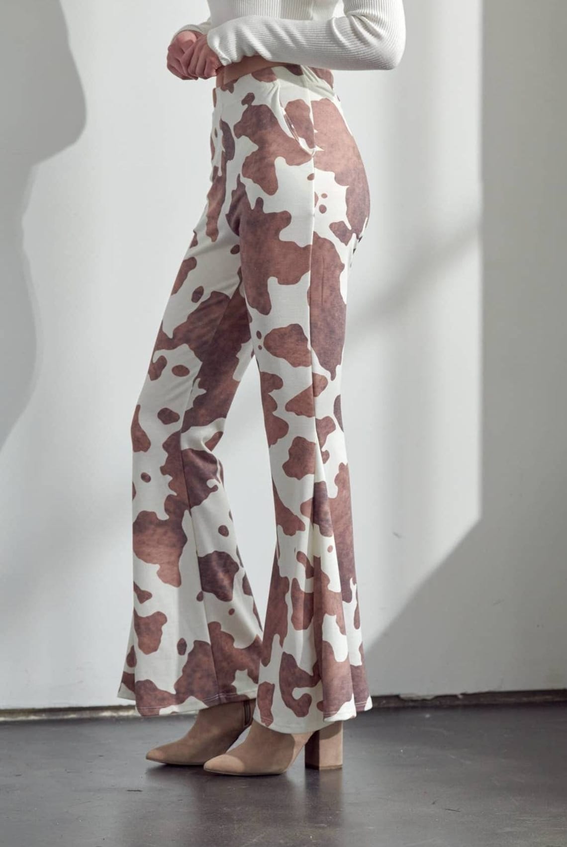 cow print bell bottoms womens