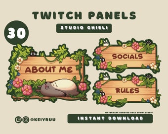 30 Cute Ghibli Anime Cozy Wooden Sign Aesthetic Panel Bundle | Twitch | Discord | Streamer Panel Mega Pack