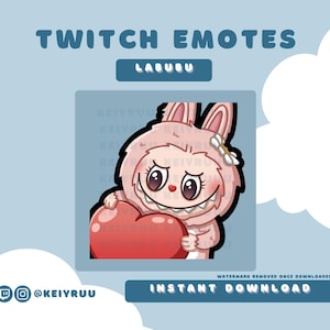 Cute Kawaii Monsters Labubu Heart Emote Bundle | Twitch | Discord | Streamer Emote Pack