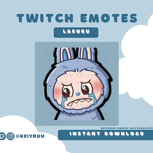 Cute Kawaii Monsters Labubu Cry Emote Bundle | Twitch | Discord | Streamer Emote Pack