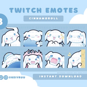 8 Cute Kawaii White Cinnamon Dog Puppy Emote Bundle | Twitch | Discord | Streamer Emote Pack