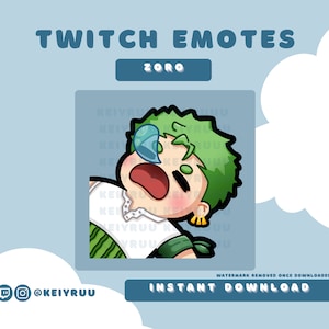 Cute Kawaii Chibi Straw Hat Pirates Zoro Emote Bundle | Twitch | Discord | Streamer Emote Pack