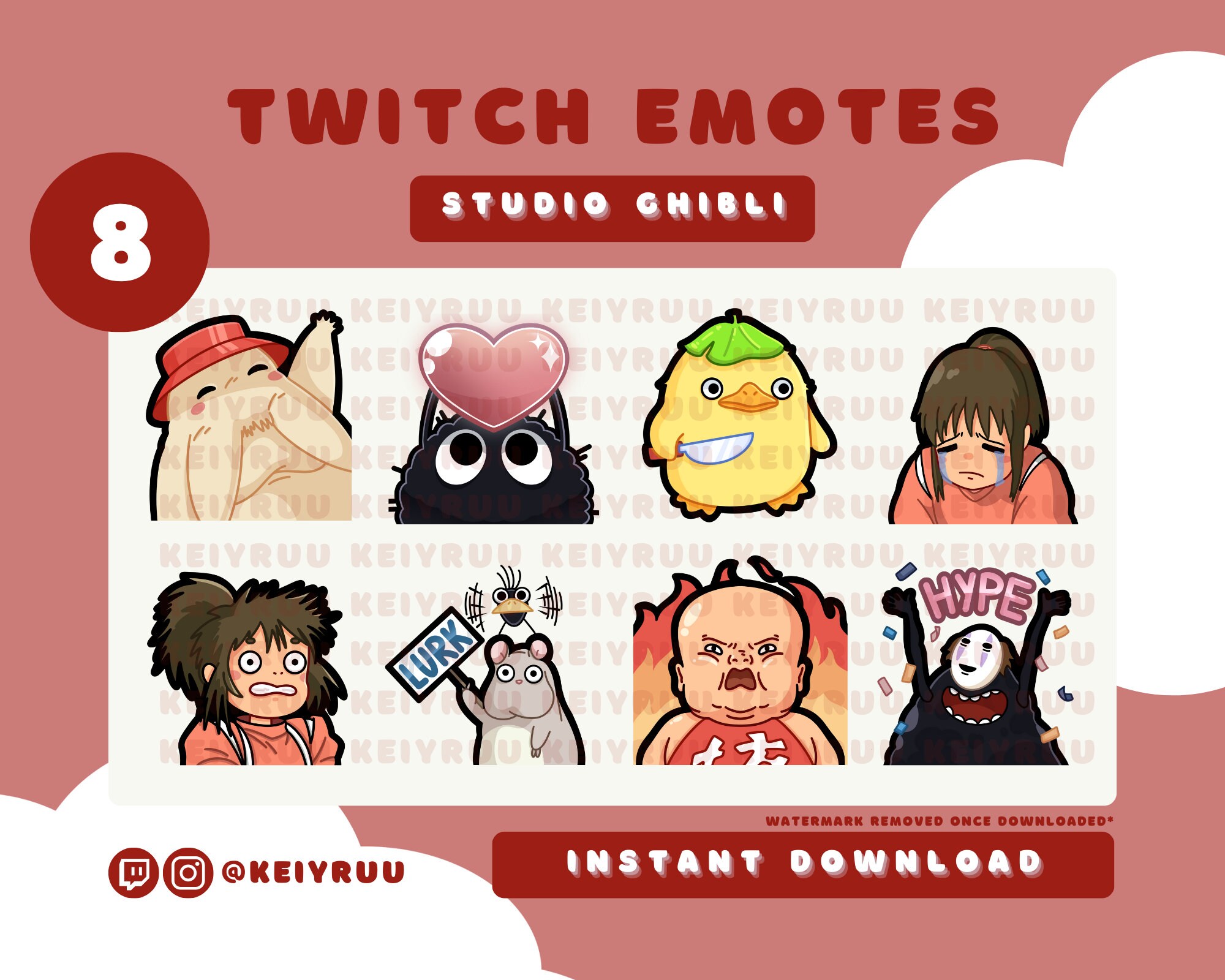 8 Cute Ghibli Anime Emote Bundle SET 2 | Twitch | Discord | Streamer ...