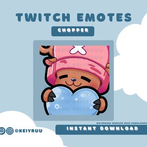 Uroczy Kawaii Chibi Słomkowy Kapelusz Piratów Chopper Heart Emote Bundle | Twitch | Discord | Streamer Emote Pack