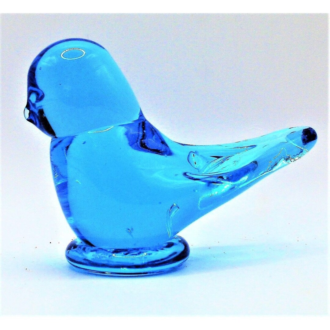 Vintage Art Glass Blue Bird Blown Glass Figurine Sweden Etsy
