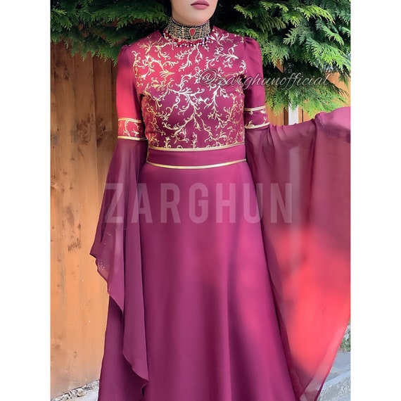 Beautiful Turkish Maxi Dress in Maroon for Parties Birthdays Bridal Showers Etsy