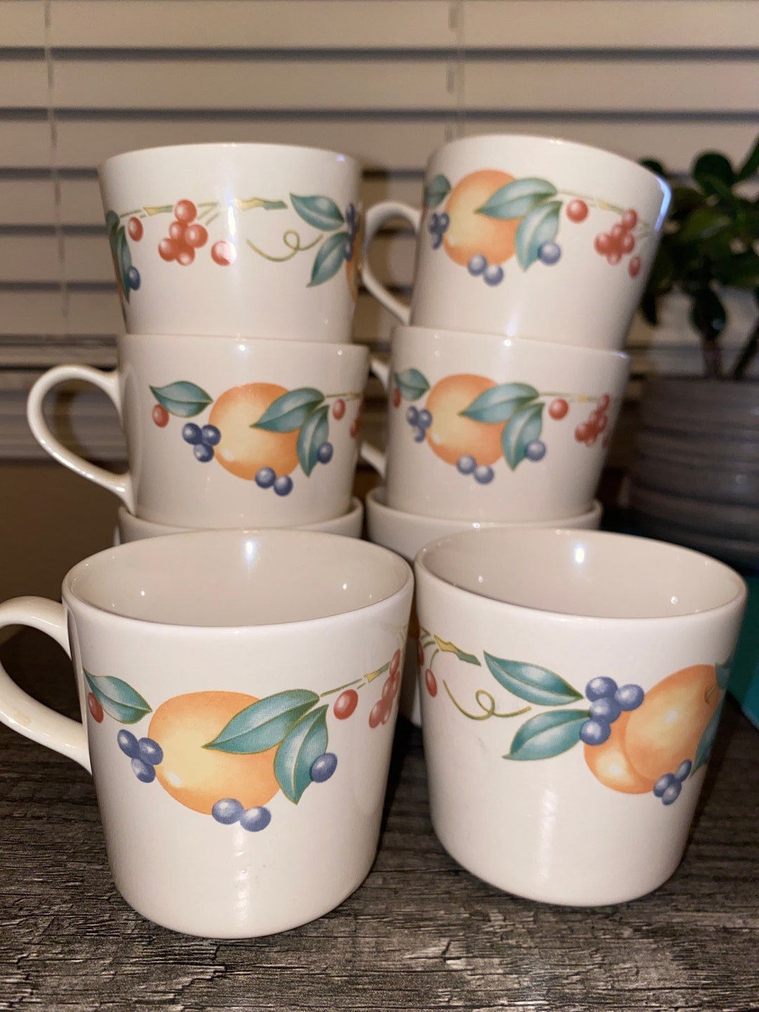 Vintage Corelle Coordinates abundance Pattern 4 Mugs Set Etsy