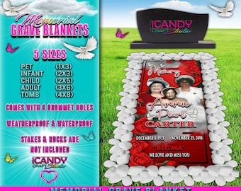 Memorial Grave Blanket, Grave Marker, Home Going, Memorial Keepsakes, Custom Grave Blanket