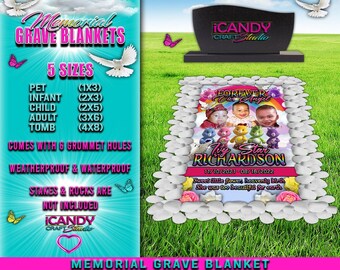 Memorial Grave Blanket, Grave Marker, Home Going, Memorial Keepsakes, Custom Grave Blanket
