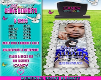 Memorial Grave Blanket, Grave Marker, Home Going, Memorial Keepsakes, Custom Grave Blanket