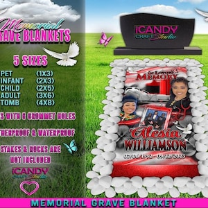 Custom Memorial Grave Blanket: Nurse Theme, Weatherproof Vinyl