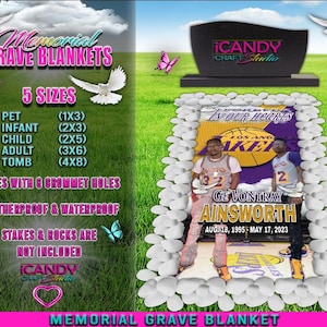 Custom Basketball Memorial Grave Blanket: Weatherproof Vinyl