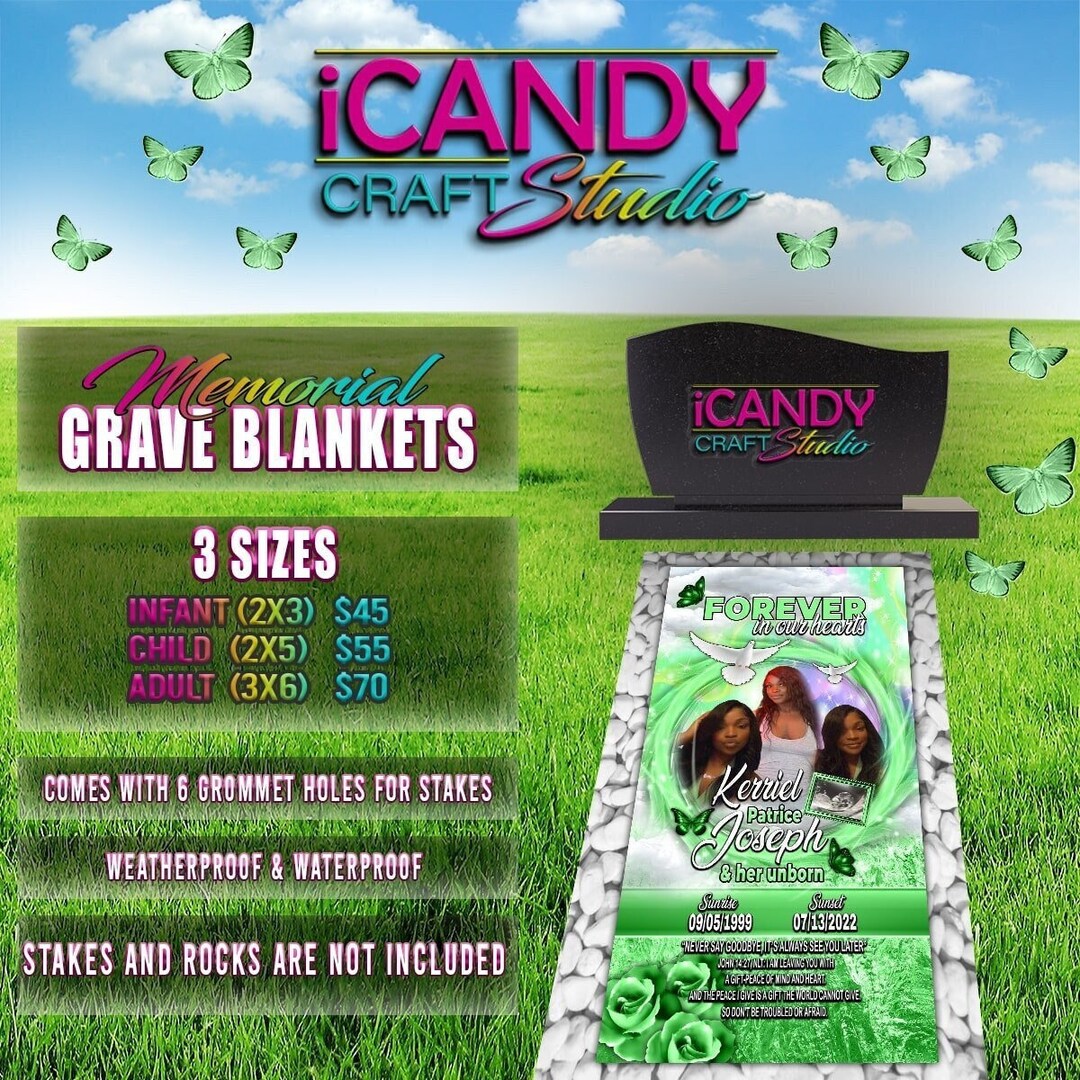 Memorial Grave Blanket, Grave Marker, Home Going, Memorial Keepsakes