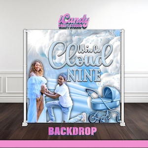 Custom Vinyl Baby Shower Backdrop - Cloud 9 Design