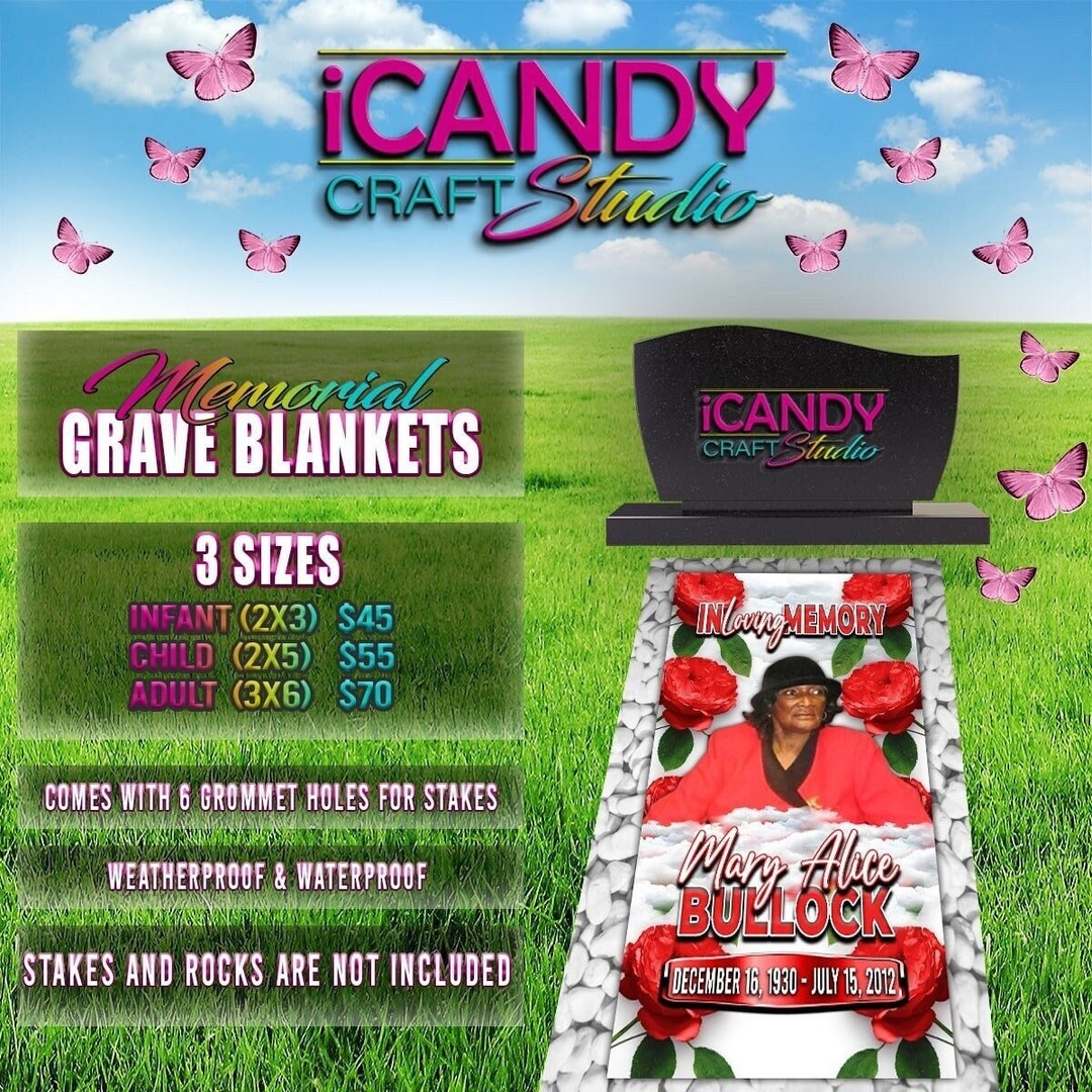 Memorial Grave Blanket, Grave Marker, Home Going, Memorial Keepsakes