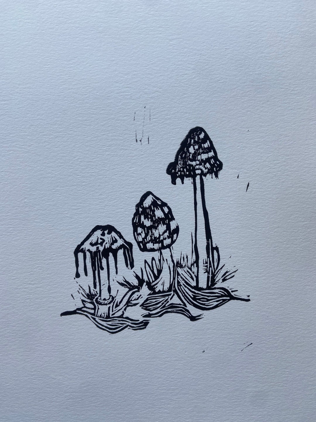 Original Block Print inked Mushrooms - Etsy