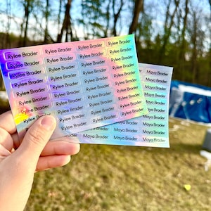Holographische Etiketten - Kindergarten Etiketten - Personalisiert - wasserfeste Etikette - Namen Aufkleber - Individuell