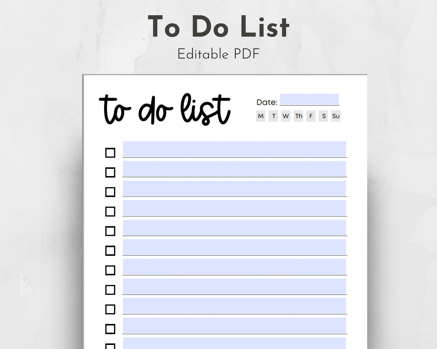 Editable Weekly To-do List Printable (PDF) - Etsy