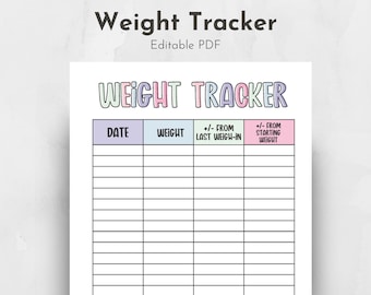 Printable Weight Loss Tracker Template (Digital Download)