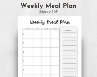 Editable Weekly Meal Planner Printable (PDF)