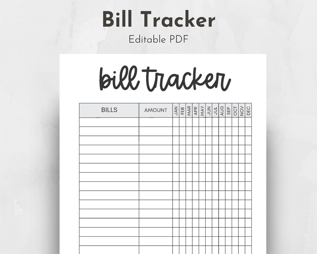 Printable Bill Tracker Yearly Bill Tracker Yearly Bill Log Bill Printable Bill Tracker Yearly Bill Tracker Yearly Bill Log Bill
