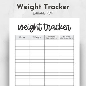 Printable Weight Tracker, weight loss tracker template, Weight Tracker, weight loss tracker printable, Printable weight loss tracker