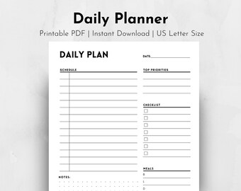 Minimalist Daily Planner Printable | US Letter Size (PDF Download)