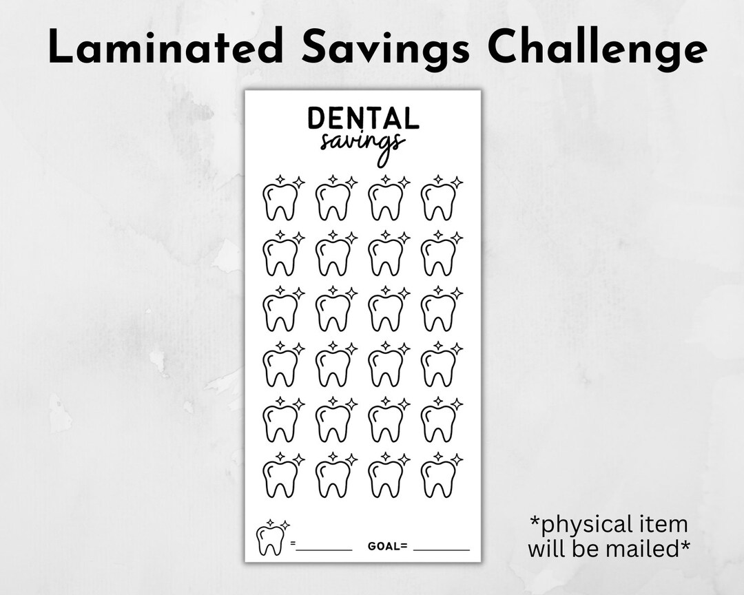Dental Savings Challenges Laminated Savings Challenge Cash Trackers A6