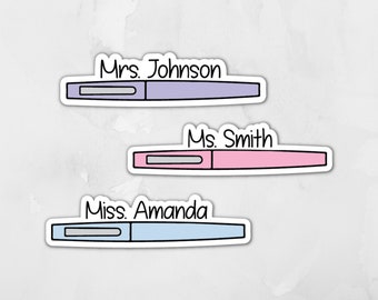 Personalized Teacher Name Sticker, Teacher Planner Stickers, Flair Pen