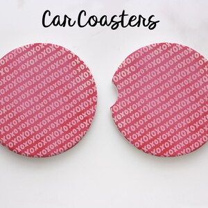 Set of 2 Car Coaster - Ceramic Coaster Set - Neoprene Car Coaster - Heart Car Coasters - Cute Coasters - New Car Gift - Valentine&#39;s coaster