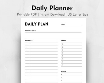 Daily Planner Printable | US Letter Size (PDF Download)