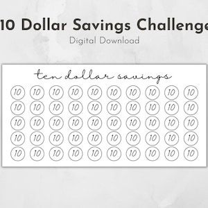 Printable Ten Dollar Savings Challenge, Print at Home Money Challenge ...