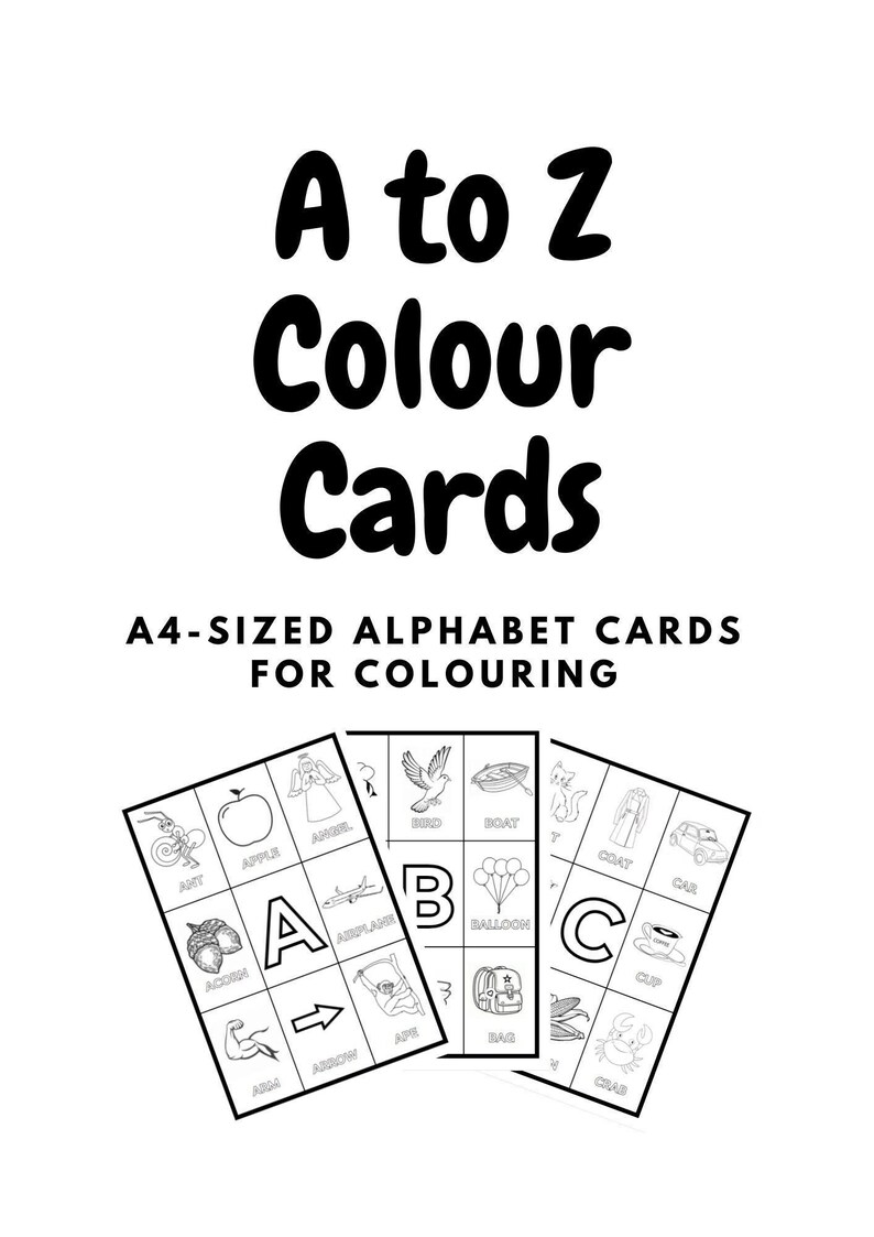 ABC Alphabet Flash Cards, Colouring Pages, Preschool Activity, Kindergarten Activity, Homeschool