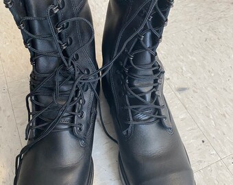 black steel toe combat boots