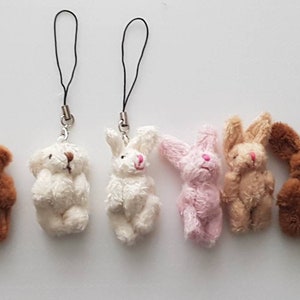 Plush mini charm - Fluffy animal charm - Phone accessories- Make up - Cuddle bear - Hanging charms - Dangle charms- Party favours