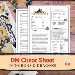 DnD 5e Dungeon Master Cheat Sheet : Compatible with 5e DnD Campaigns PDF